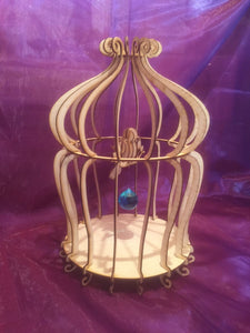 Bird Cage With Bird on Perch and Crystal