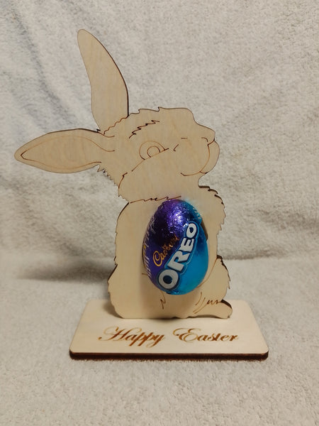 Personalised Creme Egg 0r Easter Money Bunny on stand 140mm tall