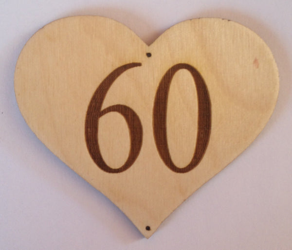 Numbered Hearts 150mm tall